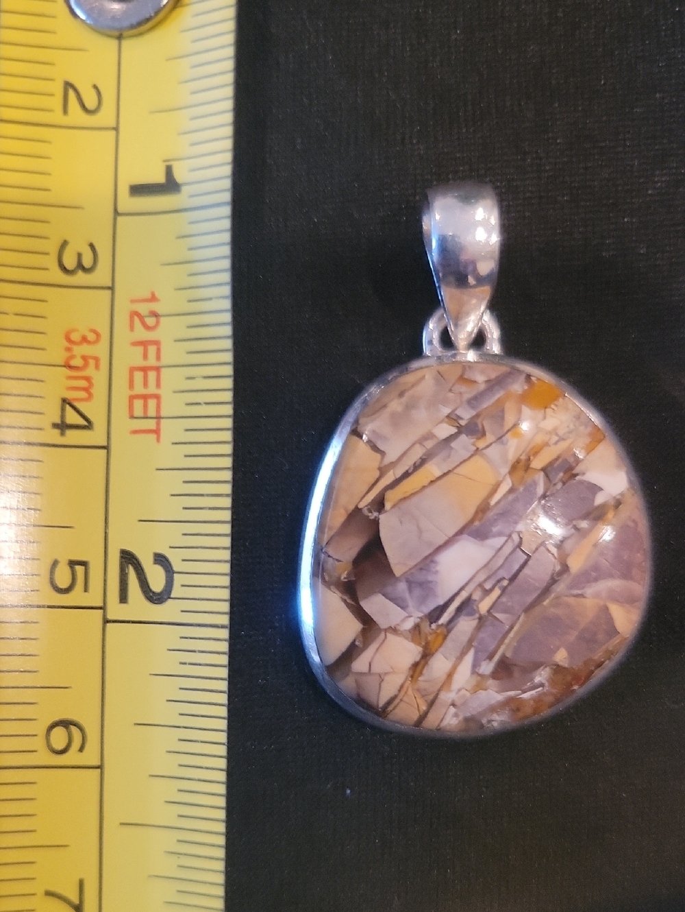 Brown and Cream Natural Breccaited Mookaite Stone Pendant in 925 Silver Setting